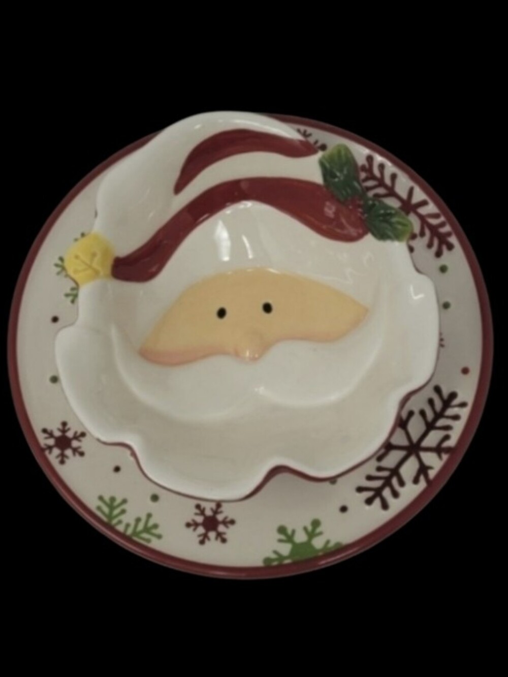 NEW CHRISTMAS SNOWFLAKE PLATE & SANTA CLAUS BOWL